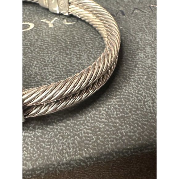 Rare David Yurman 925 Blue Topaz & Diamond Cable Gemstone Albion Bangle Bracelet - Picture 3 of 16